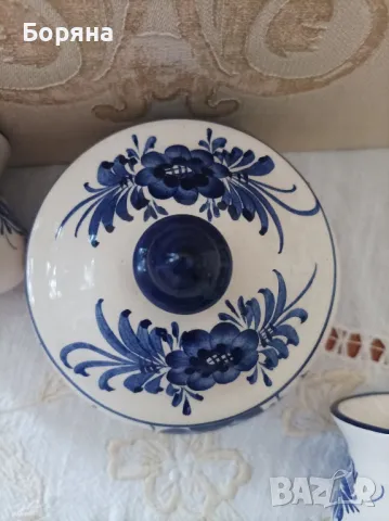 Ръчно декорирана португалска бяла керамика , снимка 5 - Сервизи - 49673476