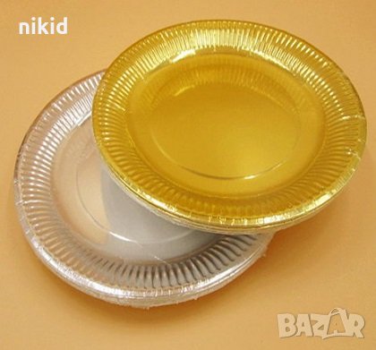 10 бр Сребро Злато сребърни златни металик малки големи парти чинии чинийки 