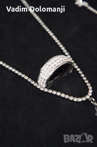 Нежно колие, гривна и пръстен с детайл пеперуда, снимка 3 - Колиета, медальони, синджири - 52412448