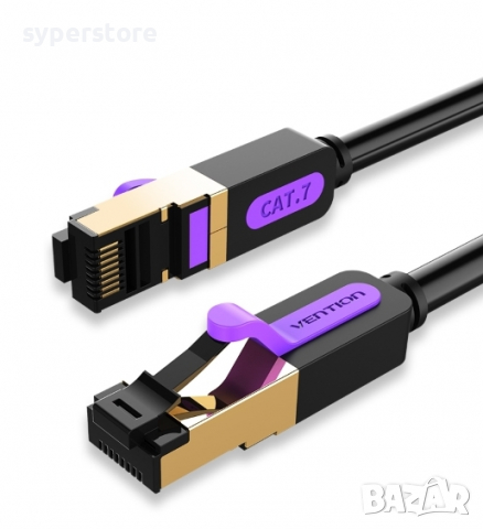 Кабел за Лан мрежа 3м Екраниран Vention ICDBI LAN SSTP CAT-7 10Gb/s Черен