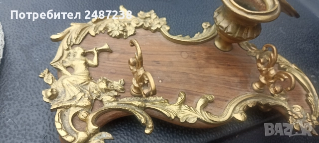 Бронзова мастилница с жена държаща тръба, снимка 2 - Декорация за дома - 52303661