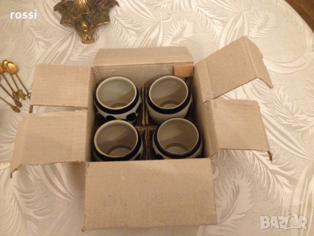 Vintage. Нови. Original King Немски сервиз 4 керамични чаши за вино 160 мл. ръчна изработка, снимка 11 - Антикварни и старинни предмети - 30678675