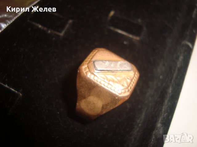 СТАРИНЕН ДЪЛБОКО ПОЗЛАТЕН МАЙСТОРСКИ МЪЖКИ ПРЪСТЕН БРОНЗ и СРЕБРО РЪЧНО ОРНАМЕНТИРАН РЯДЪК 14184, снимка 6 - Пръстени - 30700889