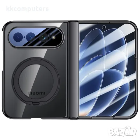 Xiaomi 18 Fold Магнитен Калъф, Стъкло, 360° Стойка – Черен, Червен и Сребрист