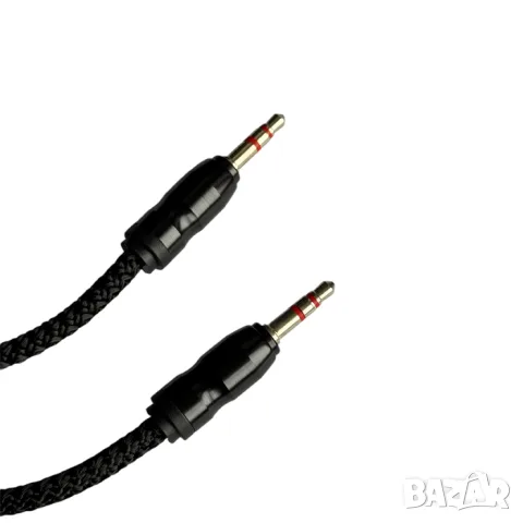 Черен AUX кабел 1.5 m с 3.5 mm жакове и текстилна оплетка, снимка 3 - Аксесоари и консумативи - 55865681