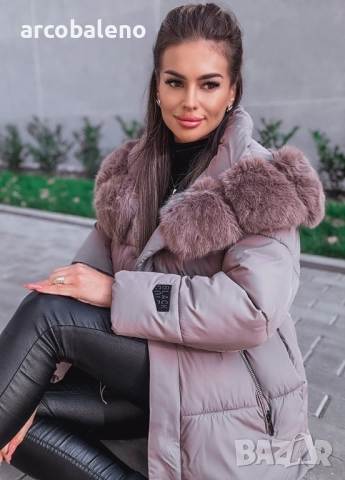 Дамско ватирано бежово яке , снимка 3 - Якета - 52255392