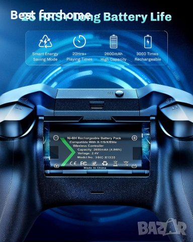 Зарядно устройство VOYEE за батериен пакет за контролер Xbox, 3x2600mAh акумулаторен пакет, снимка 5 - Друга електроника - 42919207