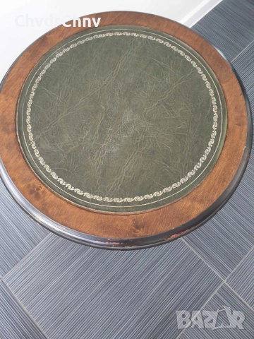 67см френска конзолна маса/дърво-бронз-месинг-кожа/масичка-пиедестал-поставка, снимка 2 - Антикварни и старинни предмети - 52956609