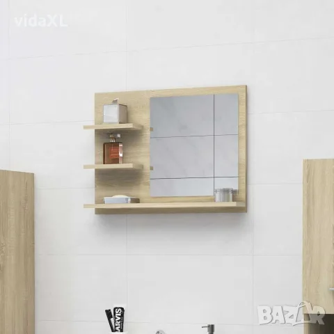 vidaXL Огледало за баня, дъб сонома, 60x10,5x45 см, инженерно дърво, снимка 2 - Огледала - 56147851