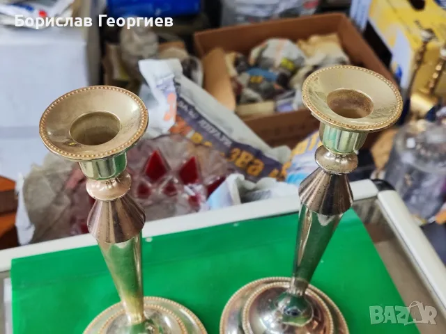 Метален свещник два броя, снимка 3 - Антикварни и старинни предмети - 49807939