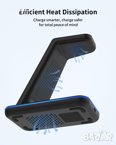  JoyGeek Безжично зарядно устройство за Samsung, 3 в 1, черно, снимка 6 - Безжични зарядни - 44641339