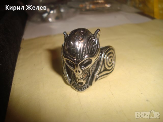 СТРАХОВИТ ХЕВИ-МЕТЪЛСКИ СТОМАНЕН ПРЪСТЕН НЕРЪЖДАЕМ НОВ 24977, снимка 4 - Пръстени - 34420054