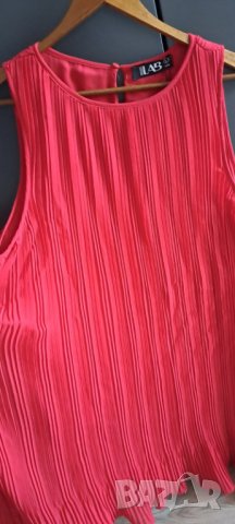 Червена солей, плисирана рокля Л ХЛ размер , снимка 8 - Рокли - 42655452