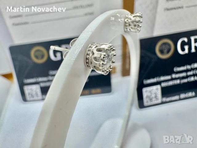 Сребърни обеци с мойсанит (Диамант) 0.5 карата, снимка 6 - Обеци - 51370927