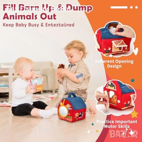 Нова играчка Мека образователна ферма Монтесори с 6 плюшени животни за дете бебе, снимка 4 - Плюшени играчки - 54142793