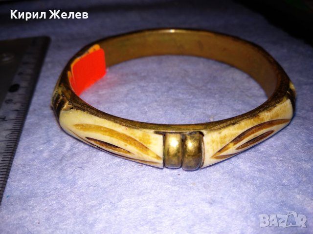 СТАРА БРОНЗОВА ОРИЕНТАЛСКА МАСИВНА ЕТНО ГРИВНА с РОГ / КОСТ МАЙСТОРСКА РАБОТА РЯДКА 37522, снимка 9 - Антикварни и старинни предмети - 40831054