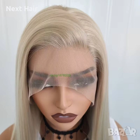 Права дантелена перука 13x4 в пепеляво русо, снимка 5 - Аксесоари за коса - 52878494