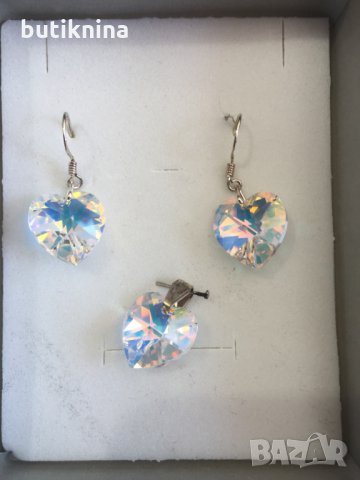 комплект обици и висулка от Сваровски кристал, снимка 4 - Бижутерийни комплекти - 7656507