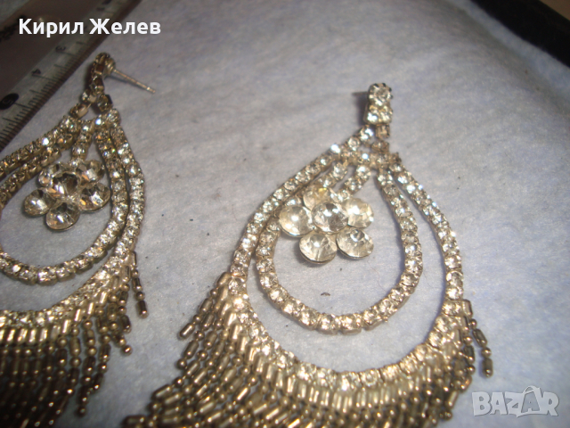 СТАРИ ПОСРЕБРЕНИ ОБЕЦИ ИНКРУСТИРАНИ с БЛЕСТЯЩИ ЮВЕЛИРНО ФАСЕТИРАНИ СКЪПОЦЕННИ КРИСТАЛИ 20813, снимка 8 - Обеци - 36540471