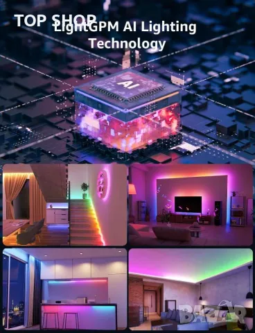 Lepro S1 Smart LED лента, 5M 150LEDs Работи с Alexa, Google Assitant, Bluetooth и WiFi App Control, снимка 9 - Лед осветление - 49419845