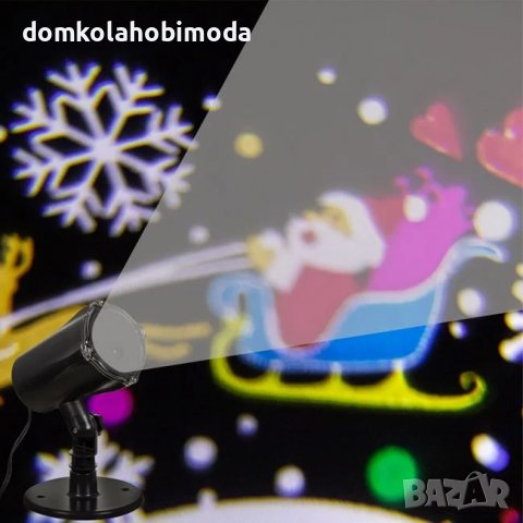 Коледен LED фоторитмичен проектор,червени и зелени точки,220 волта 