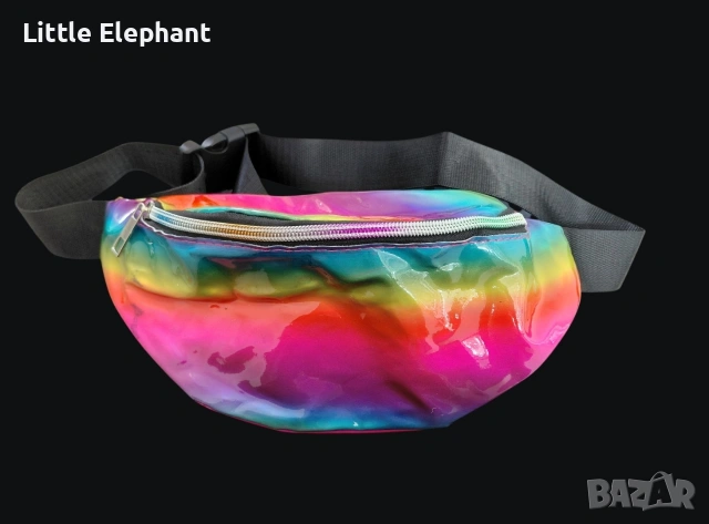 ​🌈 Ефектна Холографска Чанта за Кръст (Bum Bag) – Дъга/нова