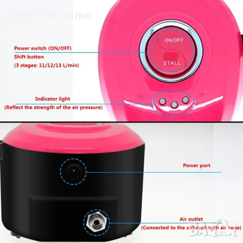 Аерограф за грим, маникюр, сладкарство, декорация акумулаторен BT 19B, снимка 4 - Друго оборудване - 48840385