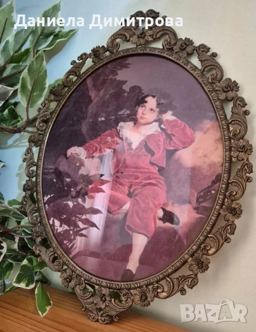 Рамка/картина от бронз/месинг с изображение на момче