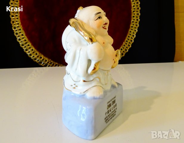 Смеещият се Буда порцеланова статуетка,злато. , снимка 2 - Статуетки - 38407353