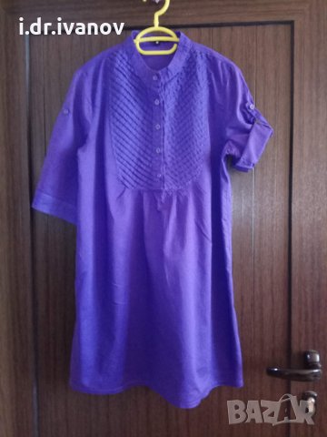 лилава дълга риза/ туника с къс ръкав , снимка 1 - Ризи - 29497695