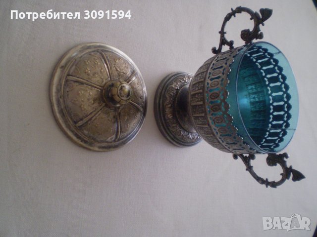 Стара захарница бонбониера  ВМФ Уникат с оригиналното стъкло  wmf, снимка 15 - Антикварни и старинни предмети - 37460864