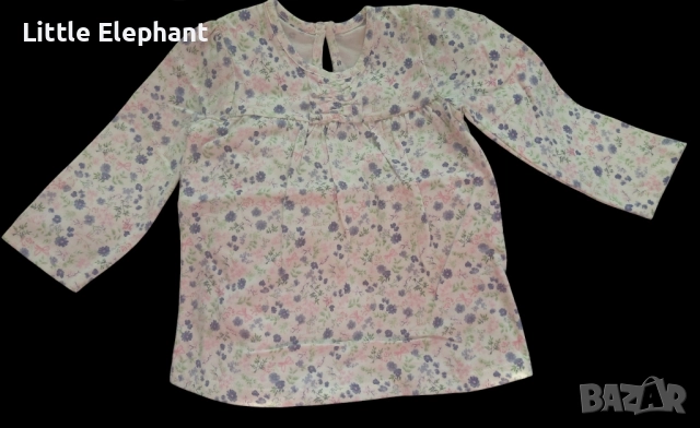 Блузка с дълъг ръкав за 9-12 мес момиченце"Blue little flowers",колекция"Flowers",Англия/нова