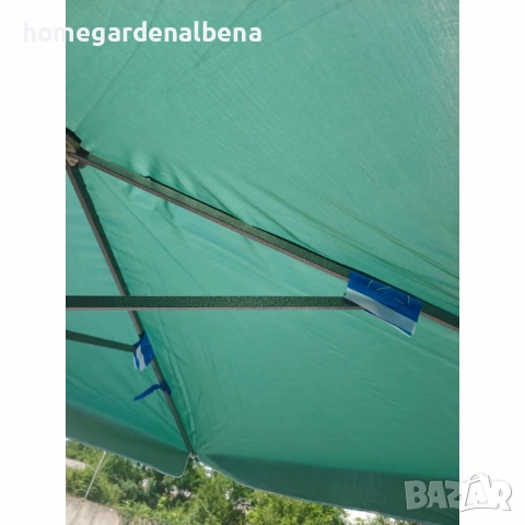 Градински чадър 300x260 см – Зелен плат с черна основа, снимка 3 - Градински мебели, декорация  - 54076964