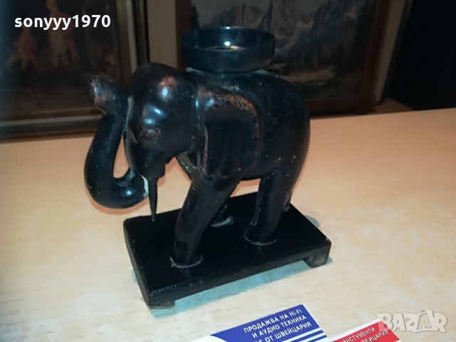 слон-свещник-внос франция-15х15х8см, снимка 5 - Антикварни и старинни предмети - 29497831