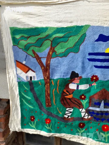 Старинен фъкан ковьор,покривка за стена #283, снимка 3 - Антикварни и старинни предмети - 49862460