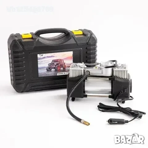 Мощен двуцилиндров компресор за автомобили в куфар с инструменти, снимка 5 - Аксесоари и консумативи - 50784954