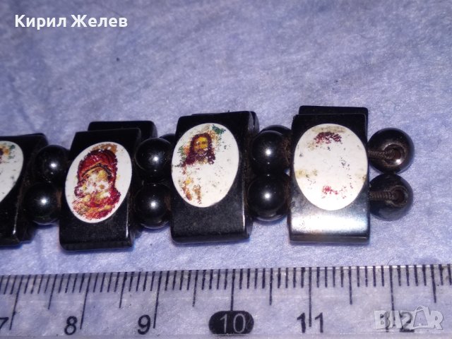 СТАРА ГРИВНА от ШЛИФОВАНИ КАМЪЧЕТА МАГНЕТИТ с ИКОНКИ РАЗТЕГЛИВА на ЛАСТИК ХЕНД МЕЙД БИЖУ 37093, снимка 7 - Гривни - 40415137