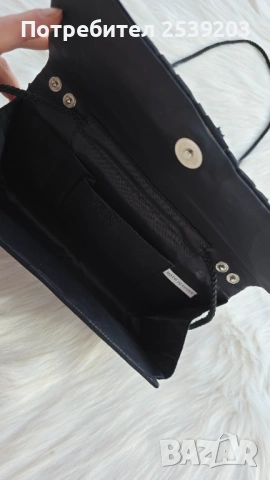 Дамска чанта клъч черен сатен с камъни  , снимка 8 - Чанти - 53919203
