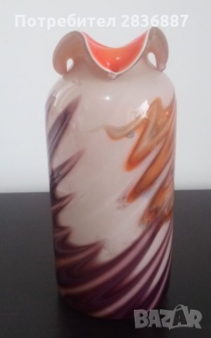Красива, ръчно изработена стъклена ваза, снимка 6 - Вази - 34863112