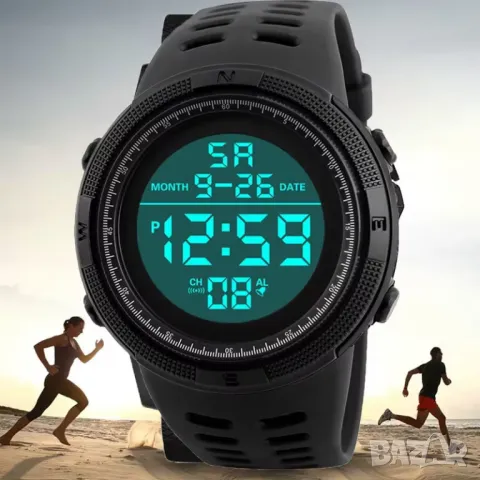 Нов спортен часовник хронометър и други функции черен 48 мм, снимка 3 - Други спортове - 23119195