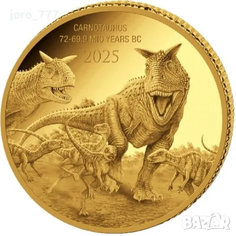 Златна монета "Праисторически живот Карнотавър" 2025