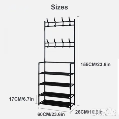 Закачалка за коридор с рафт за обувки, снимка 5 - Етажерки - 48600654