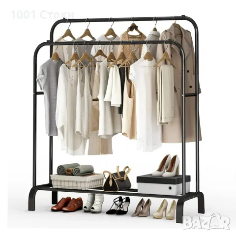 Подсилен Двоен Железен Щендер за Дрехи и Обувки , Стабилна Желязна Конструкция до 50кг натоварване , снимка 4 - Други - 48374917