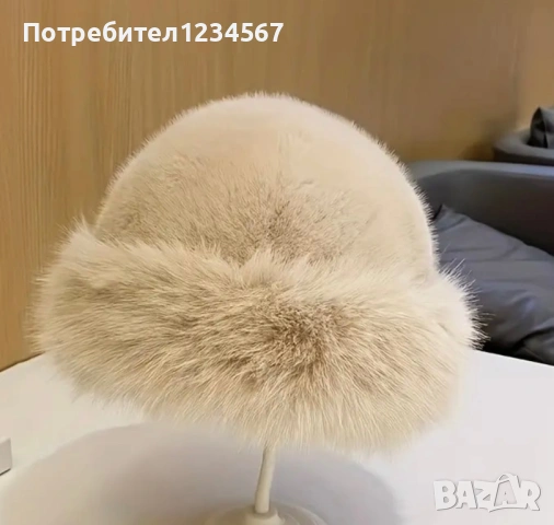 Нова зимна шапка с косъм/ налични всички цветове, снимка 2 - Шапки - 53113382