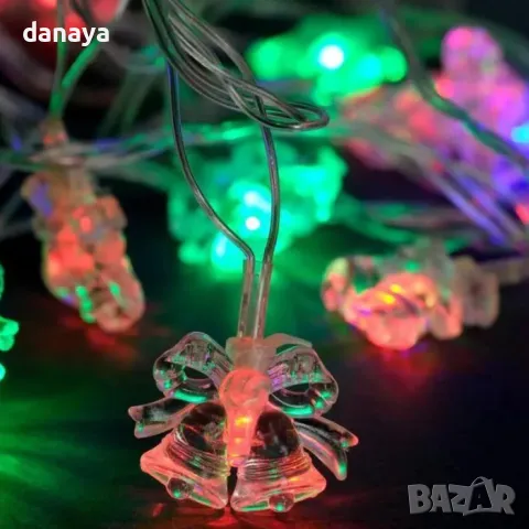 5401 Светещи коледни Led лампички Камбанки, 280 см, снимка 2 - Лед осветление - 47818485