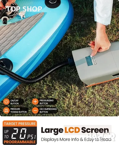 OutdoorMaster 20PSI SUP въздушна помпа с високо налягане The Cachalot - Интелигентно надуване, снимка 5 - Друга електроника - 48748610
