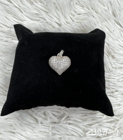 Сребърно колие сърце с камъчета от цирконий, снимка 2 - Колиета, медальони, синджири - 44157568