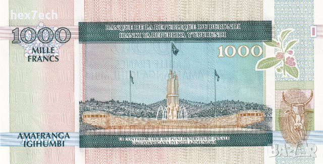 ❤️ ⭐ Бурунди 2009 1000 франка UNC нова ⭐ ❤️, снимка 3 - Нумизматика и бонистика - 44192425