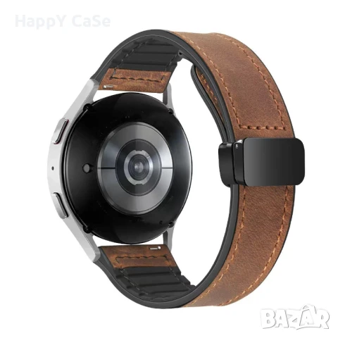 Кожена-силиконова каишка за Huawei Watch/Samsung/Garmin/Xiaomi/Apple/Amazfit, снимка 5 - Каишки за часовници - 51016524