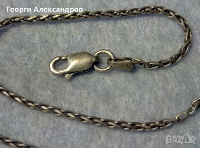 Фино СРЕБЪРНО КОЛИЕ / ВЕРИЖКА Сребро 925 ITALY S с БЯЛА ПОЗЛАТА Здрава Красива Винтидж - АРТ Плетка, снимка 2 - Колиета, медальони, синджири - 52776236